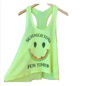 Stranded Neon Yellow Summertime Watermelon Racerback Tank Top Sz M 80s vibe y2k